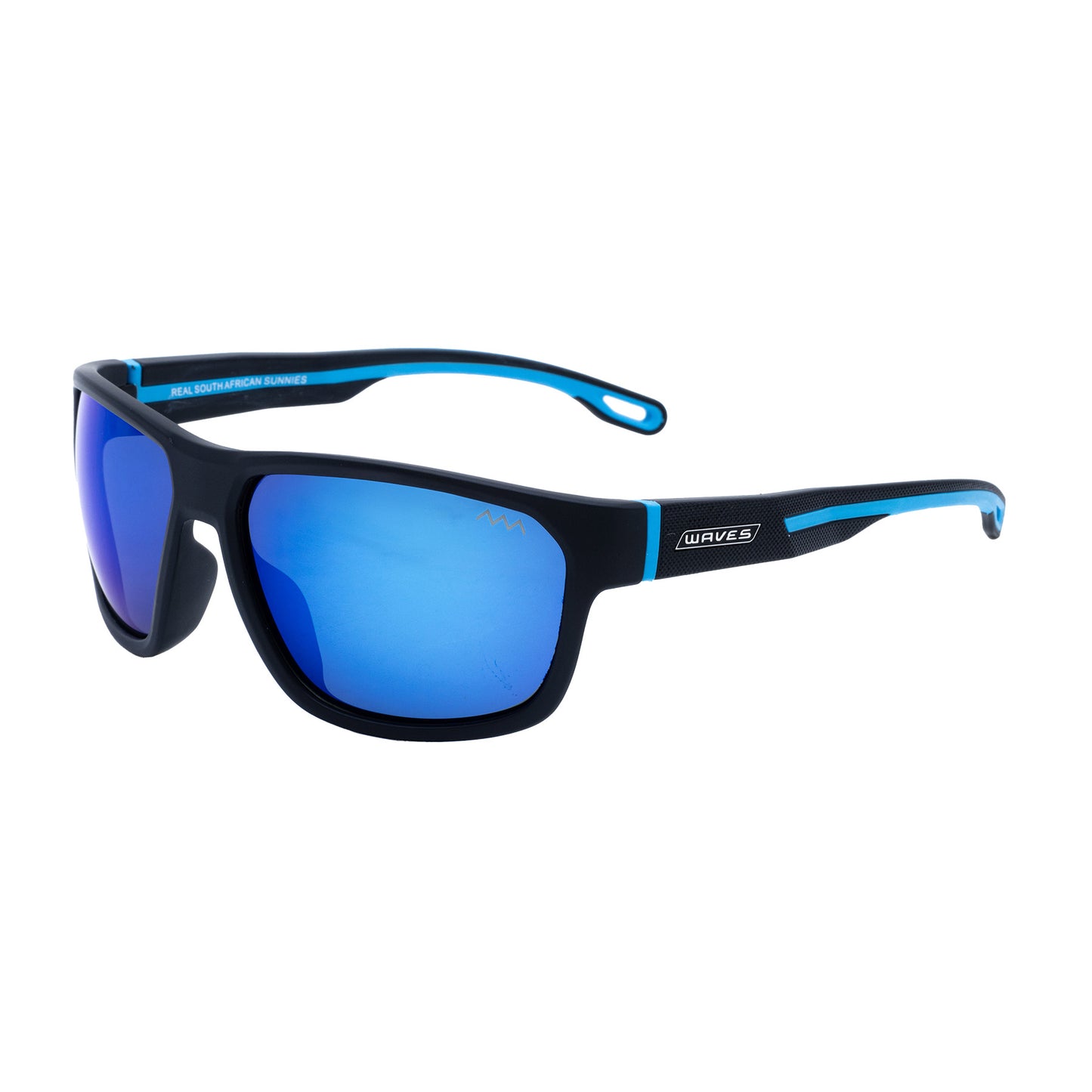 Waves Nero Sunglasses Front Angle Black & Blue