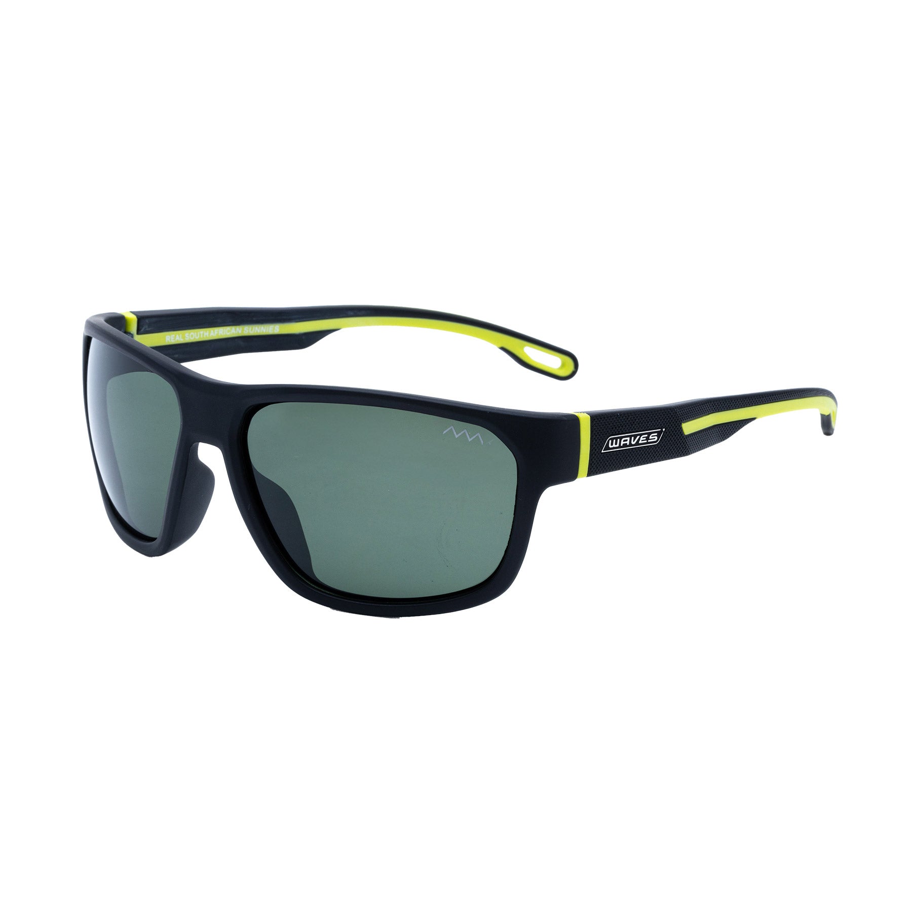 Waves Nero Sunglasses Black & Green Front Angle