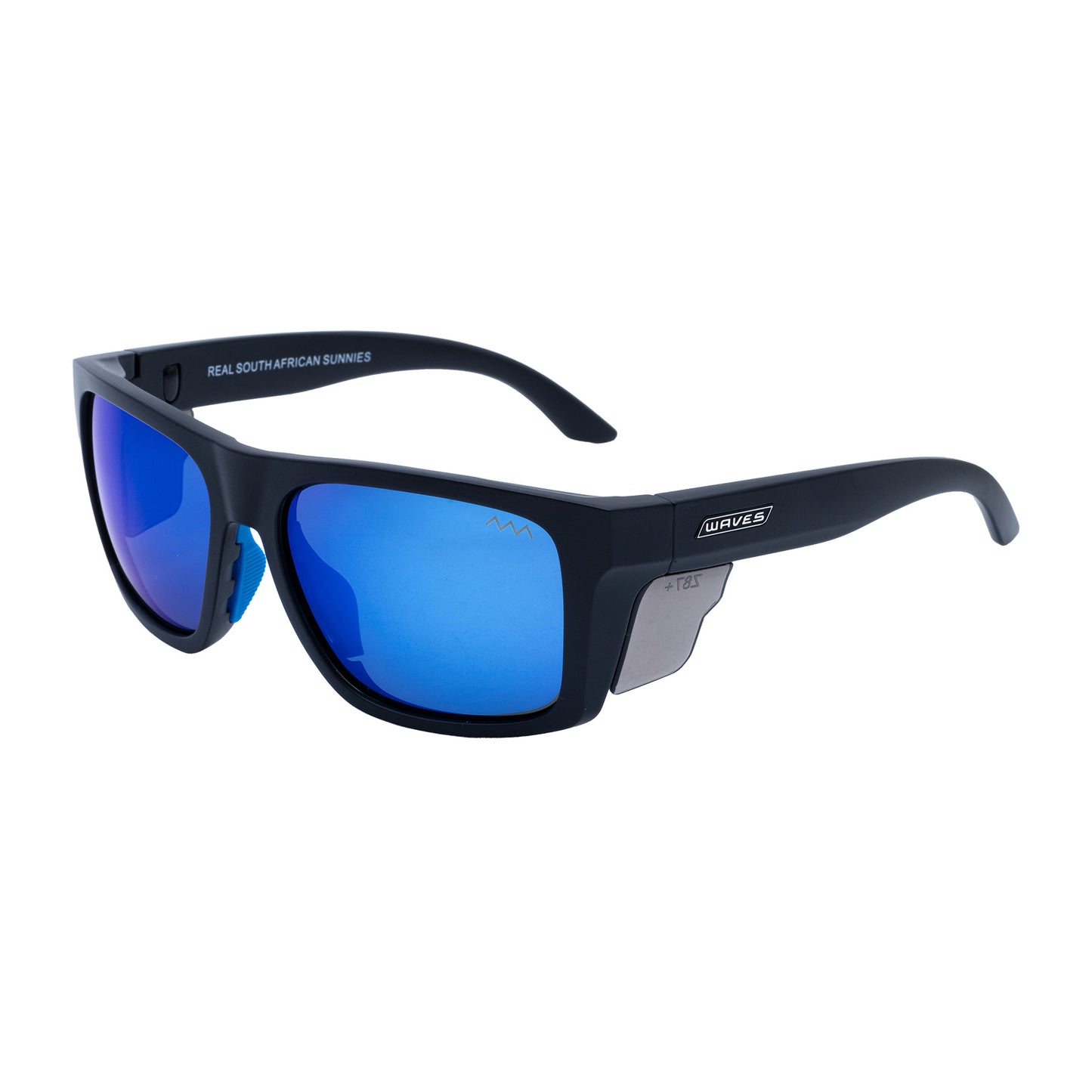 Waves Unit Sunglasses Black & Blue front angle
