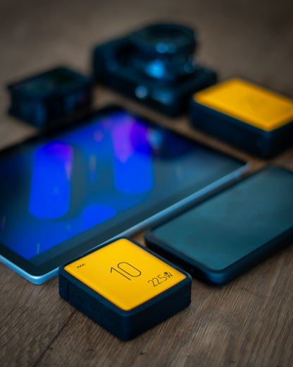 Yellow device with '10' with devices around it