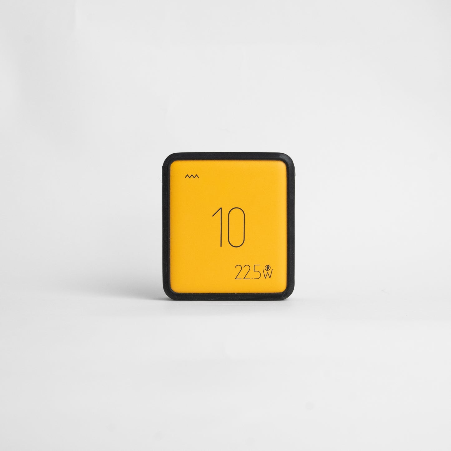 Yellow device with printed text
