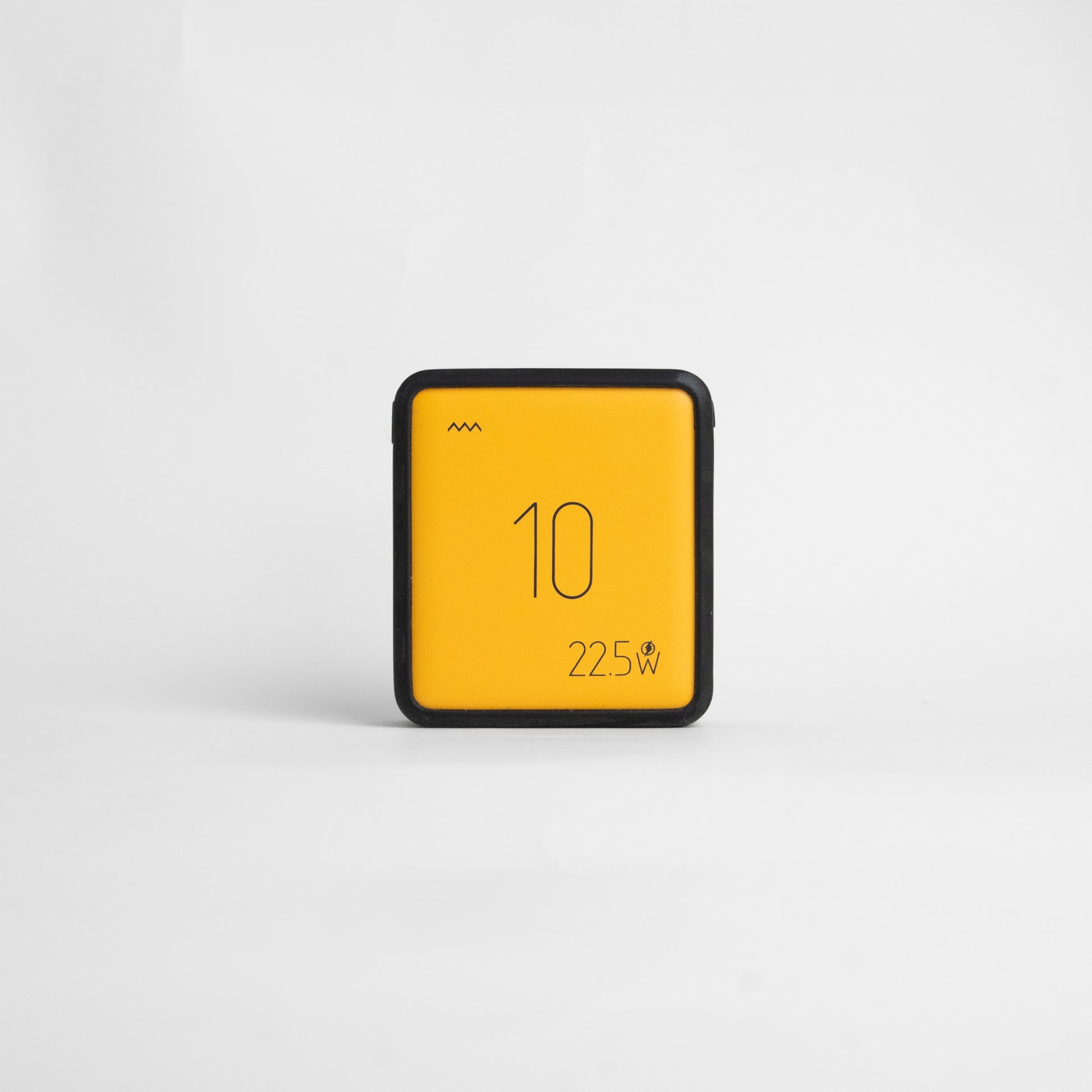 Yellow device with printed text